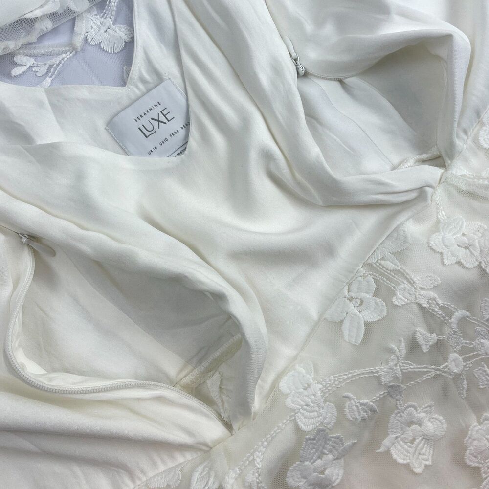 ~ Seraphine Luxe 10 Dress Nursing Lace Ivory Lined Wedding Shower Bridal Midi - Picture 10 of 15